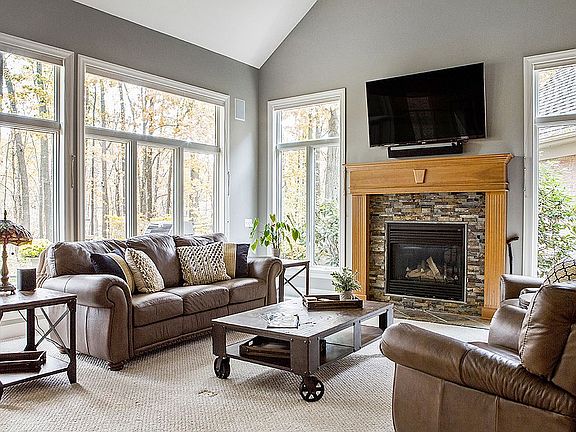 family room with backyard 