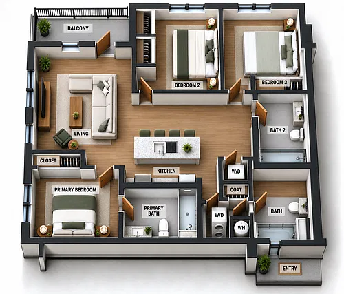 Floor plan 3 Bedroom C-1