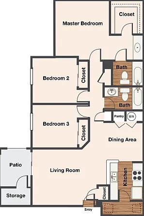 3 Bed 2 Bath Floorplan 3 Bed 2 Bath Floorplan