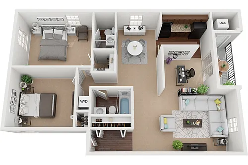 Floor plan Guilford 2 Bedroom 1.5 Bath Renovated