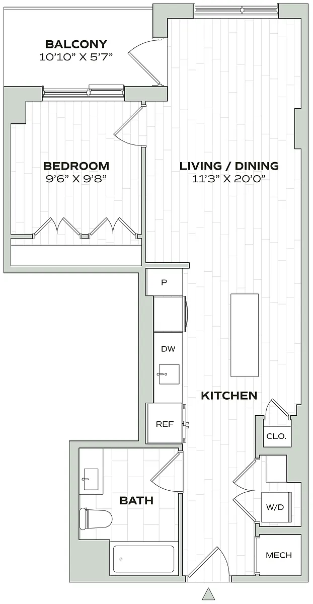 Floor plan 1 Bed/1 Bath - Alula - A01a