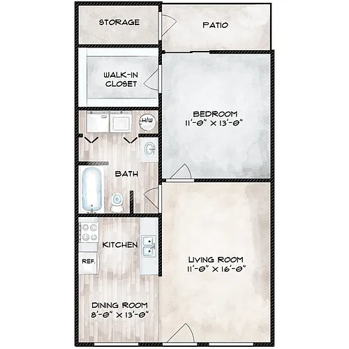 Floor plan 1 Bedroom 1 Bathroom