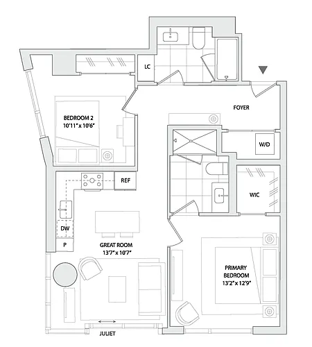 Floor plan 2 BED B3