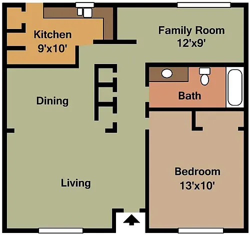 Floor plan 1 Bedroom 1 Bath