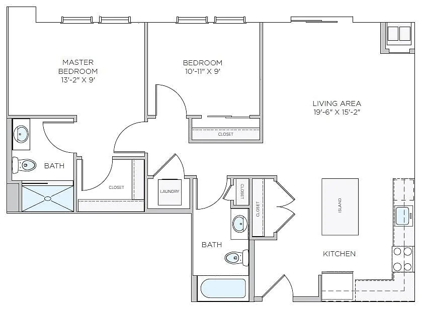 Floor plan 2 Bed/2 Bath-B1