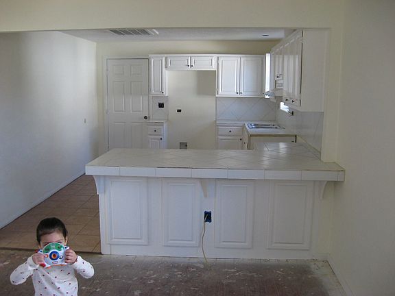 Opened up living room to kitchen