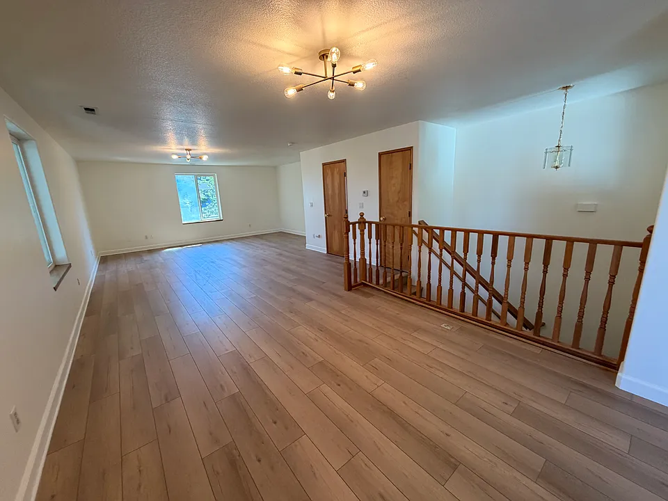 Upstairs living space, bathroom and coat closet doors
