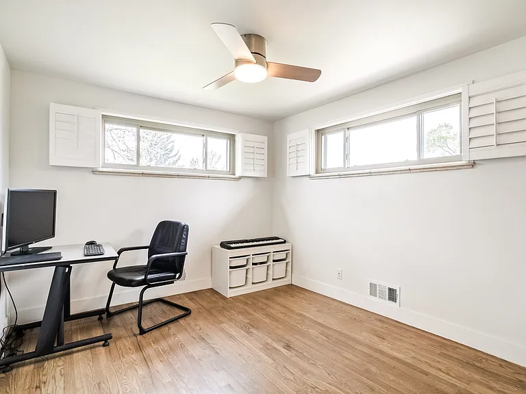 Currently used as an office space this room offers plenty of room for a third bedroom.