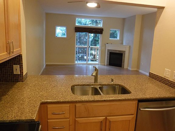Living space from the kitchen - quartz countertops.