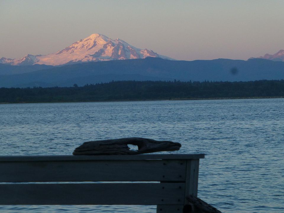 Mount Baker and one of The Sisters from our deck.