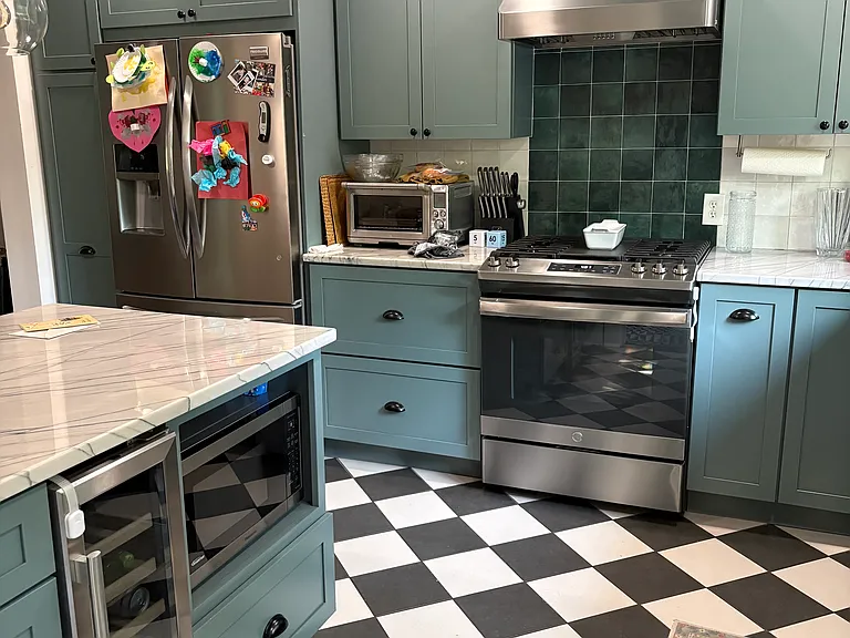 Kitchen island - microwave and wine fridge