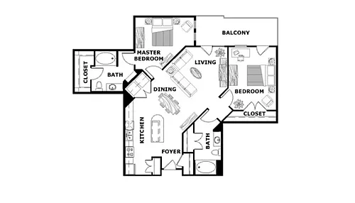 Floor plan Two Bedroom Two Bathroom