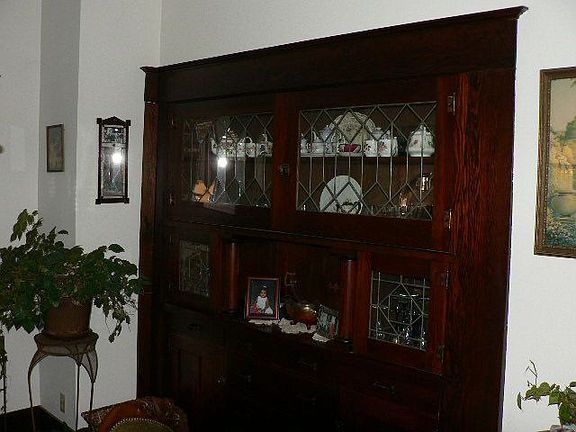 Buil in hutch in dinning room.