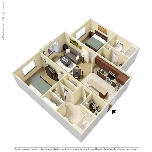 Floor plan 2 Bedroom - B1