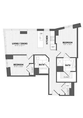 Floor plan 2 Bed/2 Bath-D-2