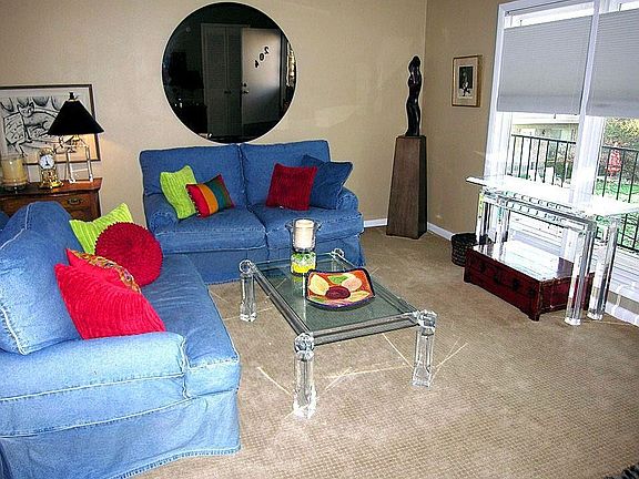 Living room overlooking pool