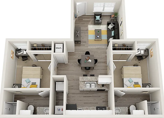Explore this sleek apartment floor plan designed for modern city living. Explore this sleek apartment floor plan designed for modern city living.
