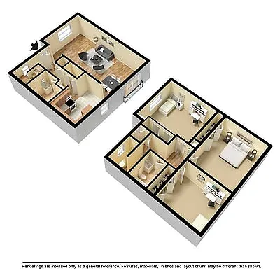 Floor plan 3 BEDROOM TOWNHOME WD HOOKUPS