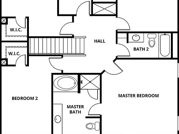 The second floor of the Hartford has the bedrooms and laundry room.
