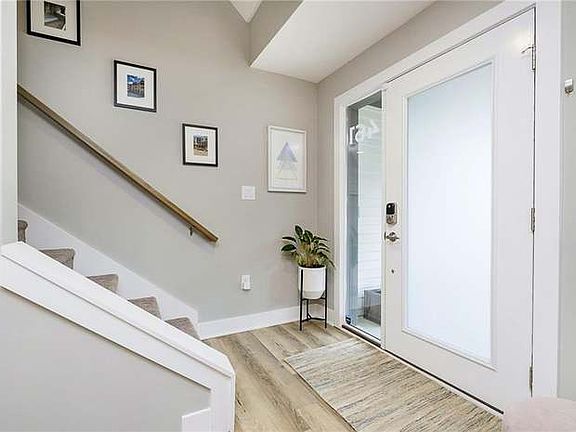 Inviting entryway with keypad deadbolt lock.