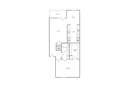 Floor plan Post Oak (754 SF)
