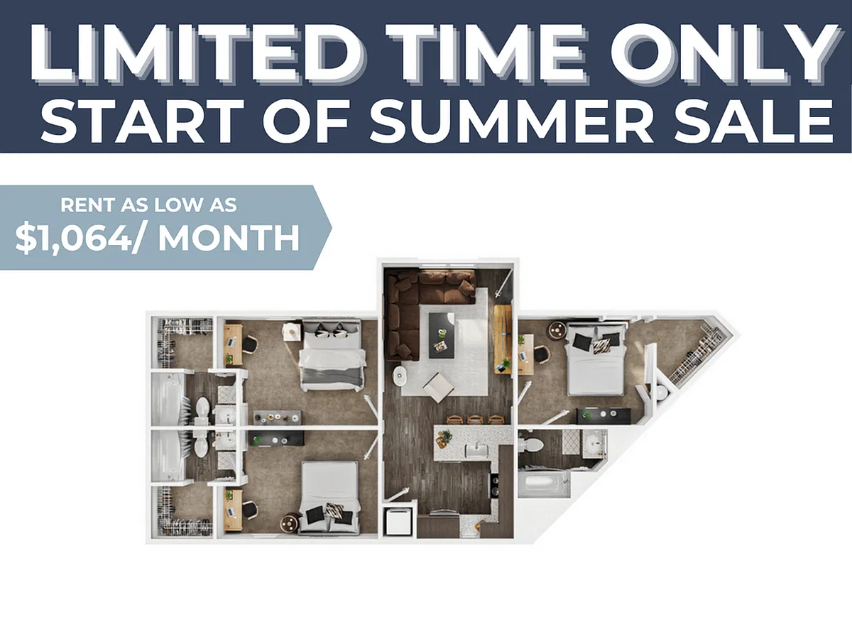 Floor plan 3BR/3BA - Gallatin