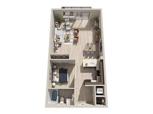 Floor plan 1bd 1ba Open G