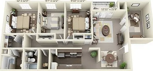 3 Bedroom | 2 Bath | 1200 SF 3 Bedroom | 2 Bath | 1200 SF