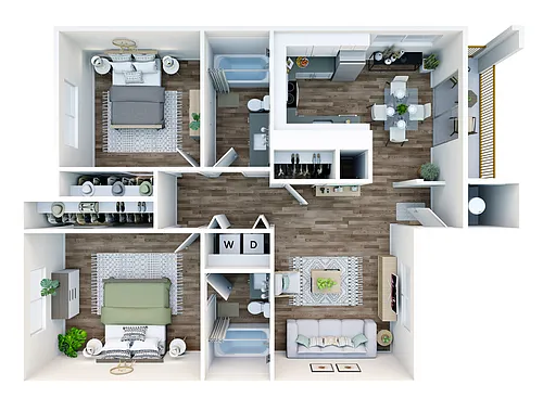 Floor plan 900 2 Bed 2 Bath - Renovation