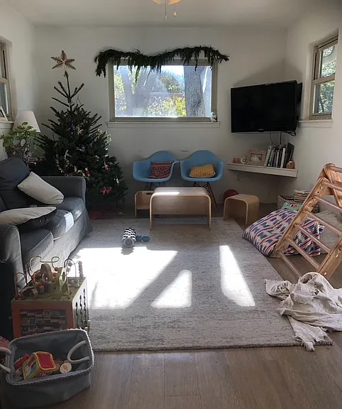 The "Sunroom". The patio doors are on the right of the photo and they lead out to the patio and backyard.