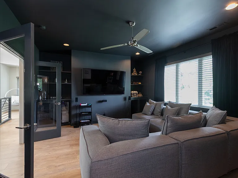 Second floor movie theater is one of home's favorite amenities.