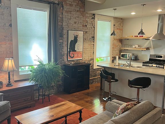 Living area and open kitchen