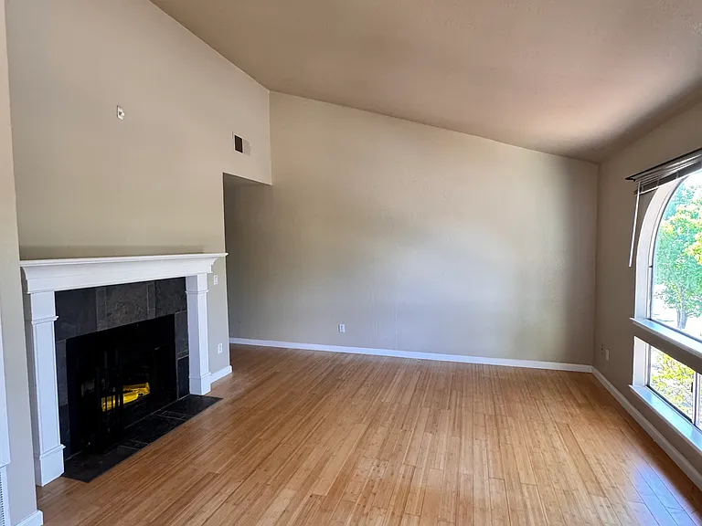 Living room area fireplace