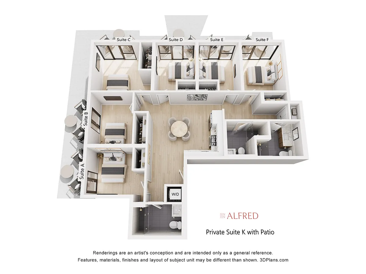 Floor plan Private Suite K with Patio