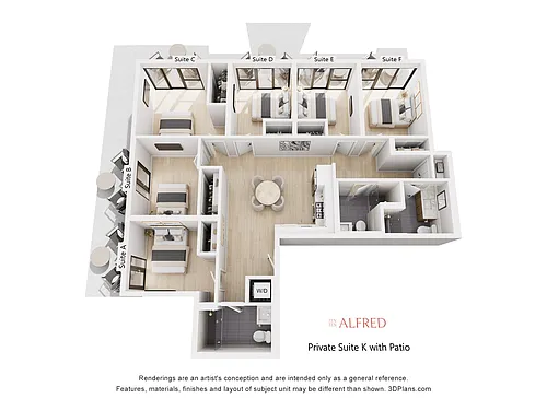 Floor plan Private Suite K with Patio