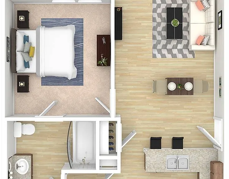 Fullerton - 1x1 Floor Plan Fullerton - 1x1 Floor Plan