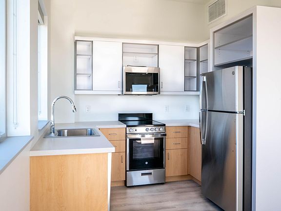 2-bedrom and 1-bedroom units have full kitchens with dishwasher, oven, and refrigerators (all new appliances and cabinetry).