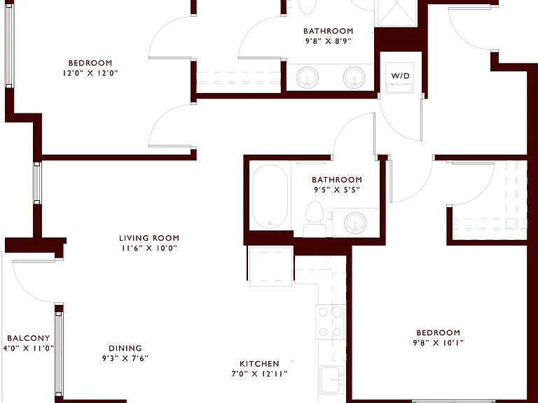 Explore this elegant 2-bedroom apartment layout with a stylish living room and kitchen, perfect for comfortable living. Explore this elegant 2-bedroom apartment layout with a stylish living room and kitchen, perfect for comfortable living.