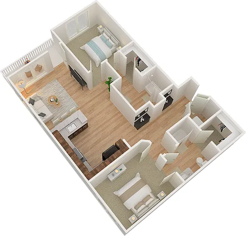 Floor plan 2 Bed 2 Bath B