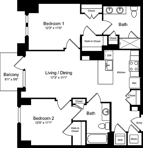 Floor plan B02 with Balcony