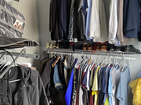 Walk in closet in master bedroom