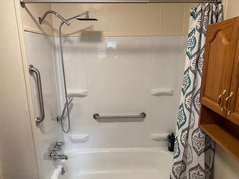 Bath and shower, storage cabinet