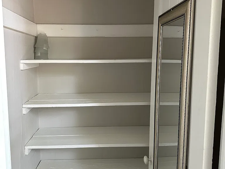 Linen closet in bathroom