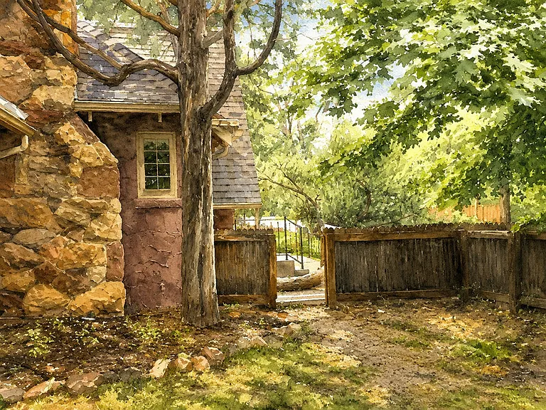 Fenced Grant Place side yard