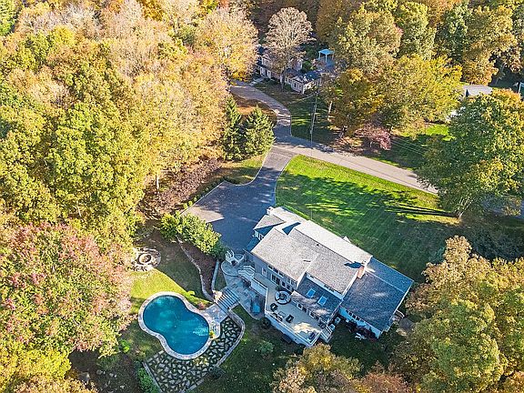 Aerial view of back yard.
