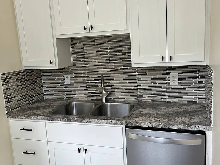 Full view of kitchen cupboards