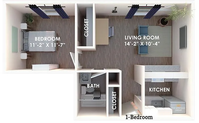 Floor plan One Bed - One Bath