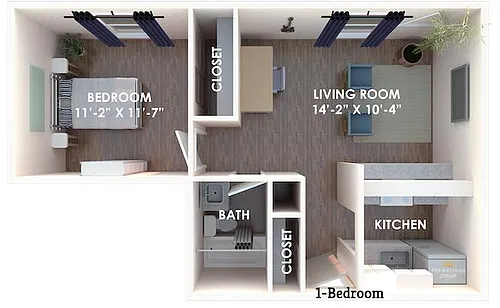 Floor plan One Bed - One Bath