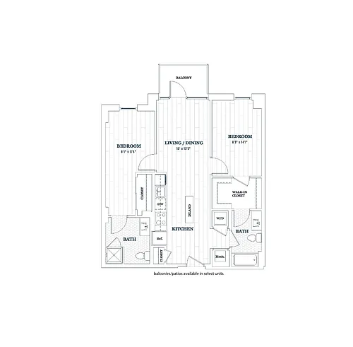 Floor plan 2 Bedroom - 2 Bath | b12