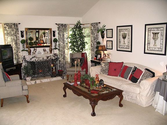 Living Room w/ Marble Fireplace